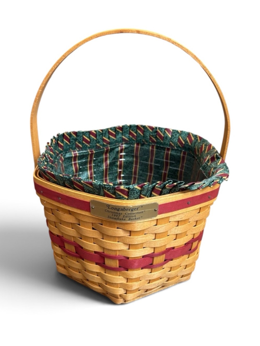 Longaberger Snowflake Basket 1997 Christmas  Fabric Liner & Protector 6.5”H